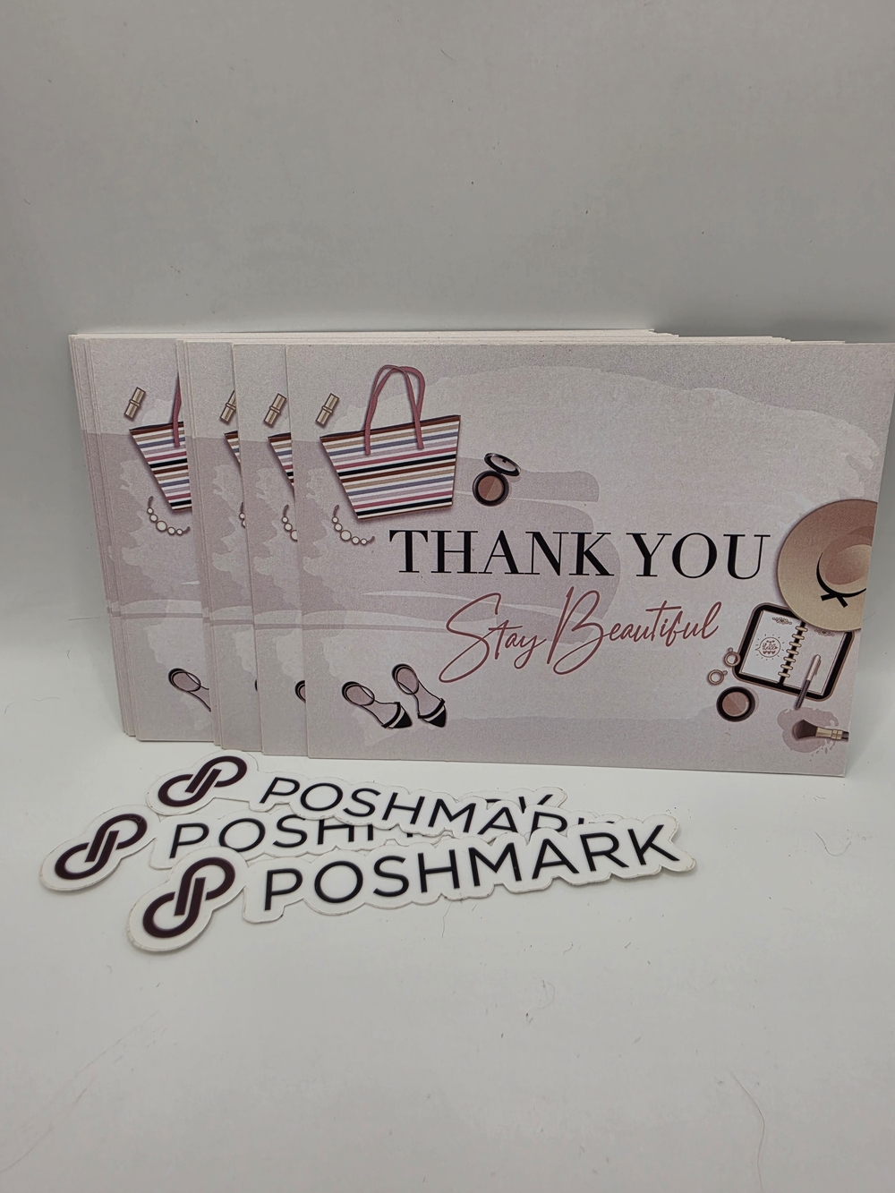 Poshmark Pack Of 24 Thank You Cards Sticker Set Pink Stay Beautiful Notes